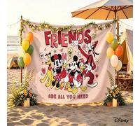 Shein Impresión de la alegre reunión de los personajes clásicos de la familia de Disney Mickey, con el texto "LOS AMIGOS SON TODO LO QUE NECESITAS" junto a