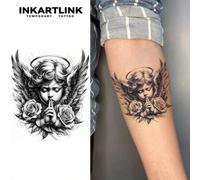 Shein INKARTLINK 10*12cm 1 Pieza Tatuaje botánico con patrón de jugo angelical, Tatuaje mágico que dura 15 días, Tatuaje semi-permanente, Tatuaje falso real