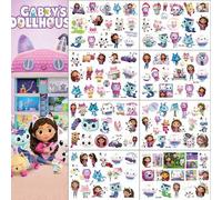 Shein [InS-Style Bestsellers] Pegatinas de tatuaje impermeables para casitas de muñecas de Gabby's Dollhouse, pegatinas temporales de dibujos animados lindo