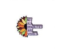 Shein Insignia de esmalte con girasol "No todas las discapacidades son visibles" - Broche de concientización sobre enfermedades crónicas e incapacidad para