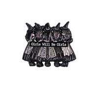 Shein Insignia de esmalte "Las niñas serán niñas", alfileres de solapa, insignias para mochilas, broche de mujer, regalo de joyería de accesorios de moda