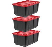 Shein Iris Ohyama - Cajas de almacenamiento para garaje apilables, grandes y resistentes, de 100 l, de plástico negro, para herramientas de mudanza, paquete