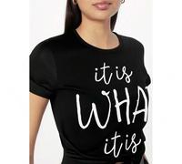 Shein It Is What It Is Letter Graphic Fashion Sports , Short Sleeve Casual T-Shirt Top, Women's Activewear Tee For Adult, Men, Women, Teen, Teenager, Adoles