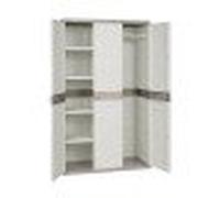 Shein JARDIN202 - Armario de 4 estantes de Resina | 3 puertas | Con Escobero | Titanium Beige | 105x44x176 cm