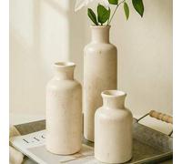 Shein Jarrón decorativo - Estilo rústico/Wabi-Sabi, ornamento para el hogar, color crema, disponible en 3 tamaños, se venden por separado