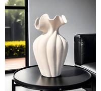 Shein Jarrón escultórico mate color blanco roto, jarrón decorativo moderno para mesa y suelo, decoración del hogar de estilo nórdico minimalista, centro de