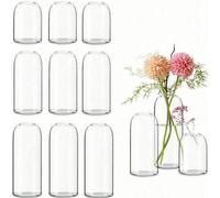 Shein Jarrones de vidrio para flores, jarrones altos y transparentes para centros de mesa, decoraciones de boda, 3 diámetros, portavelas flotantes, jarrones