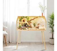 Shein Jaula para hámster con patas, gran recinto de hábitat para hámsters sirios con resistencia a las uñas, ventana de acrílico y parte superior que se abr