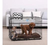 Shein Jaula para Perros, Jaula Perro Mediano, con 2 Puertas, Bandeja Extraíble, 92,5 x 57,5 x 64/107 x 70 x 77,5/122 x 74,5 x 80,5 cm, L/XL/XXL, Negro