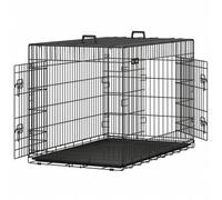 Shein Jaula para Perros Plegable con 2 Puertas, Bandeja Extraíble, 122 x 74,5 x 80,5 cm/136 x 79 x 87 cm, XXL/XXXL, Negro