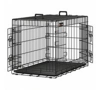 Shein Jaula para Perros Plegable con 2 Puertas, Bandeja Extraíble, 92,5 x 57,5 x 64 cm, L, Ne gro