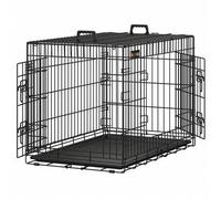Shein Jaula para Perros Plegable con 2 Puertas, Bandeja Extraíble, 92,5 x 57,5 x 64 cm, L, Negro