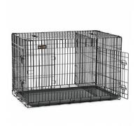 Shein Jaula para Perros Plegable con 2 Puertas, Separador, Bandeja Extraíble, 92,5 x 57,5 x 64 cm, L, Negro