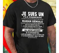 Shein Je Suis Un Fils Chanceux Parce Que J Ai Été Élevé Par Une Maman Géniale Camiseta Hombre Regalo Día de la Madre Divertido Original Moda Casual Amor Fam