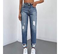 Shein Jeans ajustados mom desgarro de talle alto