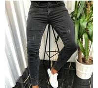Shein Jeans ajustados para hombres con efecto desgastado, estilo de motocicleta con pierna skinny