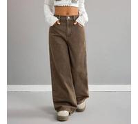 Shein Jeans anchos de ajuste holgado y cómodos de color marrón para niña preadolescente, para uso diario en otoño/invierno, ropa de calle, Halloween, Navida