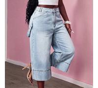 Shein Jeans anchos de pierna ancha lavados casual para mujer, ideales para carnaval, viajes, graduación, estilo Y2K, fiestas, bodas, negocios casuales, play