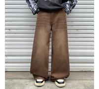 Shein Jeans anchos y sueltos de mezclilla marrón no elásticos, de estilo vintage y fresco de la calle Y2K, cómodos para uso diario, invierno y otoño, para f