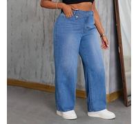 Shein Jeans casuales de talla grande para mujer con estilo vaquero de Saint Patrick's Day, sin estiramiento, para primavera, festival vaquero para mujer, ta