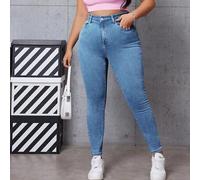 Shein Jeans casuales versátiles de talle alto y silueta estilizada para tallas grandes