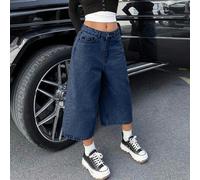Shein Jeans de mezclilla cortos casuales con bolsillos y lavado ácido de cintura baja para mujer