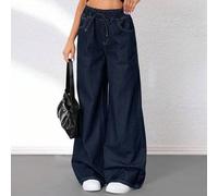 Shein Jeans de mezclilla lavados de pierna ancha y suelta, básicos y casuales para mujeres, ropa de mujer para el otoño y de vuelta a la escuela