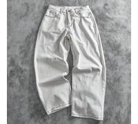 Shein Jeans de pierna ancha con estampado de nota musical vintage y letra "Bad" con cara sonriente, estilo callejero casual de pierna recta