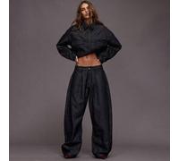 Shein Jeans de pierna ancha con pliegues en la parte delantera, lavado oscuro, ideal para salir de noche en invierno, ropa de calle, lindo para volver al co