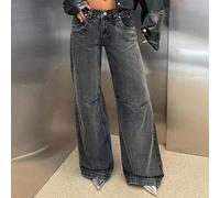 Shein Jeans de pierna ancha y cintura baja con lavado especial RueChic