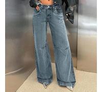 Shein Jeans de pierna ancha y cintura baja con lavado especial RueChic