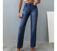 Shein Jeans De Pierna Recta Con Bigote De Gato Para Mujeres