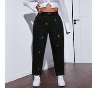 Shein Jeans de talla grande con botones frontales, bolsillos y diseño sencillo con lentejuelas, de uso casual para el día a día
