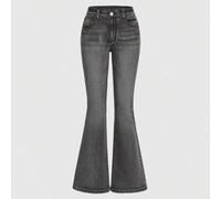 Shein Jeans de talle bajo con figura favorecedora, bordado vintage y estilo punk chic para volver al colegio, color azul claro