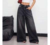 Shein Jeans de talle bajo, estilo casual y urbano, de pierna ancha y holgada para mujeres