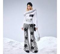 Shein Jeans holgados y acampanados con estampado de lunares, leopardo, estrellas y patchwork en estilo retro Y2K de la subcultura del milenio