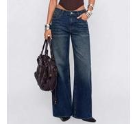 Shein Jeans rectos lavados vintage para mujer, estilo casual streetwear Y2K, para fiesta de otoño, baile de graduación, vacaciones y campo