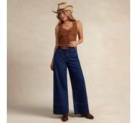 Shein Jeans vaqueros de mezcla de algodón con corte ancho, cintura alta y costuras de puño, de estilo bohemio, vaquero y para rodeos de Nashville, apropiado