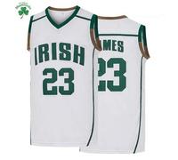 Shein Jersey de baloncesto para hombres IRISH James de la subasta de la escuela secundaria St. Vincent and St. Mary's en Ohio 23, de tela elástica blanca -