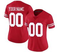 Shein Jersey de fútbol americano bordado con nombre y número personalizado para mujer, camiseta de cuello en V de San Francisco 49ers de manga corta persona