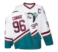 Shein Jersey de hockey sobre hielo de la película "Mighty Ducks", talla S-XXL, Charlie Conway #96, atuendo de fiesta de hip hop de los 90, blanco, deportes