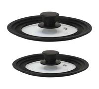 Shein Juego 2 Tapas Sartén Universal ✅Envíos 24/48h✅ Ollas, Cacerolas, Multidiámetro Borde Silicona, Cristal Válvula, Briebe, TotaLid, Transparente, 16-18-