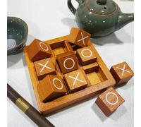 Shein Juego clásico de Tres en Raya de madera - 9 bloques y 1 base, apto para mayores de 14 años, perfecto para noches de juego familiar y decoración del ho