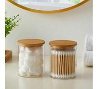 Shein Juego de 1/2 piezas Dispensador de hisopos - Botellas de medicina con tapas - Organizador de maquillaje para tocador y organizador de tarro de baño p