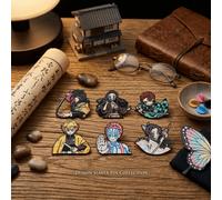 Shein Juego de 1/6 piezas de pines de esmalte de Demon Slayer, personajes de anime Tanjiro Nezuko Zenitsu Giyuu Akaza broche pines de solapa para mochila, a