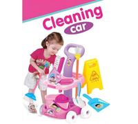 Shein Juego de 10 piezas de carrito de limpieza mini para niños, accesorios de limpieza realistas que incluyen carrito de limpieza móvil, fregona, escoba, h