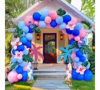 Shein Juego de 110 globos azul claro y rosa para arco y guirnalda, globos rosa bebé y azul real para revelación de sexo, baby shower, hawaiano, dibujos an