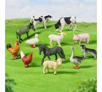 Shein Juego de 12 figuras en miniatura de animales de granja y animales salvajes, incluyendo ovejas, cerdos, perros y otros, de PVC, un lindo conjunto de mi
