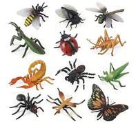 Shein Juego de 12 piezas de modelos de insectos y animales en miniatura simulados, incluyendo abejas, arañas, mariposas, hormigas, saltamontes, como juguete