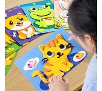 Shein Juego de 12 piezas/Set de Pegatinas de Espuma 3D para Niños, Set de Arte Hecho a Mano DIY, Pegatinas Educativas de Animales de Dibujos Animados de Esp